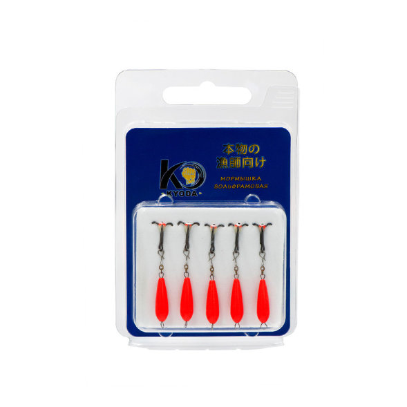Мормышка Kyoda Черт с подвесным тройником, размер S, вес 0,8 гр ярко красный 5 шт