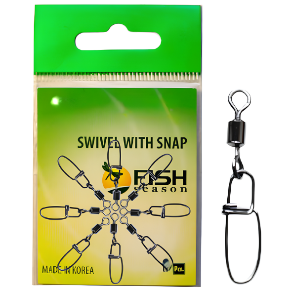 Вертлюг с застежкой Сезон Рыбалки Insurance №10 тест 10 кг, упак. 8 шт